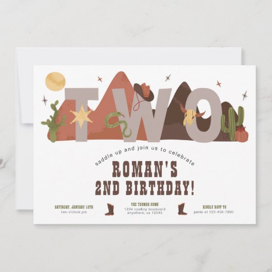 Western Cowboy 2e Invitation anniversaire (Devant)