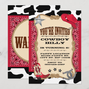 Western, Cowboy Anniversaire, 5x7 Invitation
