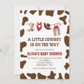 Western Cowboy Baby shower rouge Invitation (Devant)