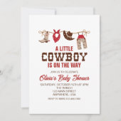 Western Cowboy Baby shower rouge Invitation (Devant)