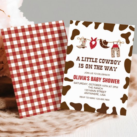 Western Cowboy Baby shower rouge Invitation