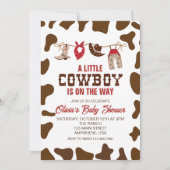 Western Cowboy Baby shower rouge Invitation (Devant)