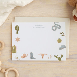 Western Cowboy Blauw Kinder Notitiekaartje