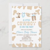 Western Cowboy Blue Plaid Baby shower Invitation (Devant)