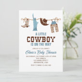 Western Cowboy Blue Plaid Baby shower Invitation (Debout devant)