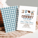 Western Cowboy Blue Plaid Baby shower Invitation<br><div class="desc">Un petit cowboy est en route ! Baby shower à thème Western Cowboy avec plaid bleu.</div>