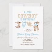 Western Cowboy Blue Plaid Baby shower Invitation (Devant)