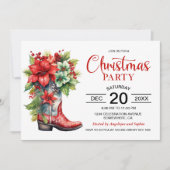 Western Cowboy Boot Kerstfeest Kaart (Voorkant)