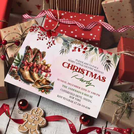 Western Cowboy Boots Christmas Party Invitation