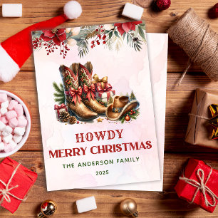 Western Cowboy Botte Noël Carte de Noël