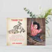 Western Cowboy Carte de remerciements de fête d'an (Debout devant)