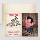 Western Cowboy Carte de remerciements de fête d'an (Devant / Derrière)