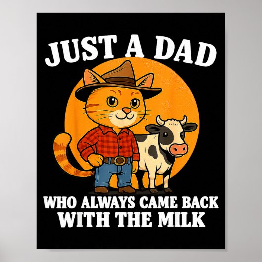 Western Cowboy Cat Just A Dad Who Came Back With M Poster (Voorkant)