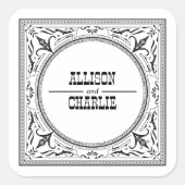  Western Cowboy Country bruiloft gunst Vierkante Sticker (Voorkant)
