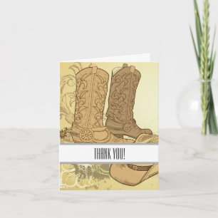 Western Cowboy Cowgirl Laarzen Dank je wel Bedankkaart
