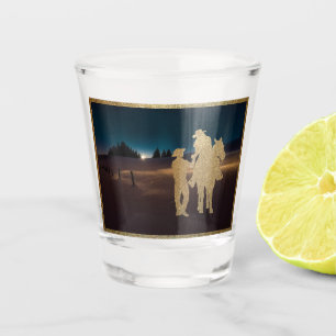 Western Cowboy Cowgirl Paard Moonlight Shot Glas