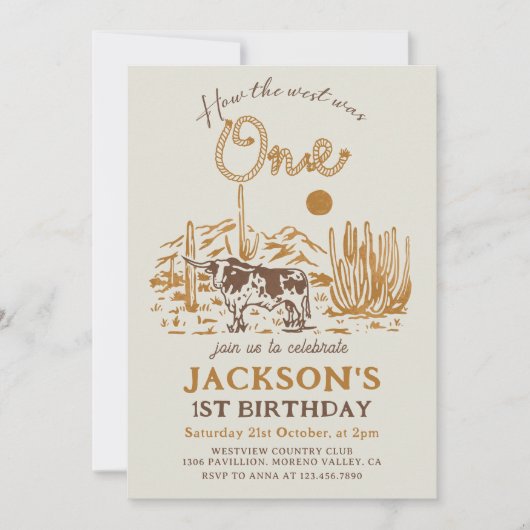  Western Cowboy Eerste Rodeo 1e Verjaardag Kaart (Voorkant)