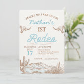  Western Cowboy Eerste Rodeo 1e Verjaardag Kaart (Staand voorkant)
