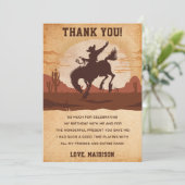 Western Cowboy fête d'anniversaire Carte de remerc (Debout devant)