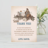 Western Cowboy fête d'anniversaire Carte de remerc (Debout devant)