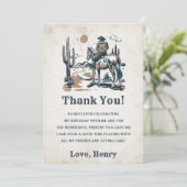 Western Cowboy fête d'anniversaire Carte de remerc (Debout devant)