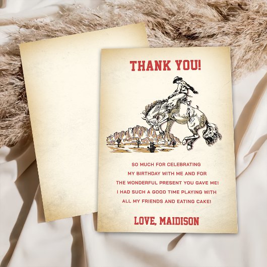 Western Cowboy fête d'anniversaire Carte de remerc