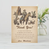 Western Cowboy fête d'anniversaire Carte de remerc (Debout devant)