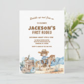 Western Cowboy First Rodeo Birthday Kaart (Staand voorkant)