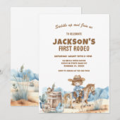 Western Cowboy First Rodeo Birthday Kaart (Voorkant / Achterkant)