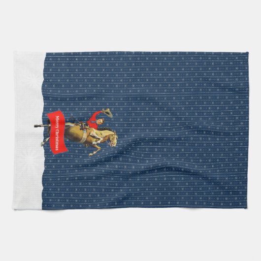  Western cowboy fokpaard kerst Theedoek (Horizontaal)