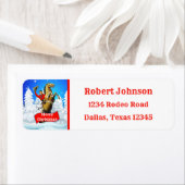 Western cowboy fokpaard vrolijk kerstfeest Etiket (Insitu)