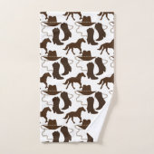 Western Cowboy Horse Pet en Boots Pattern White Bad Handdoek (Handdoek)