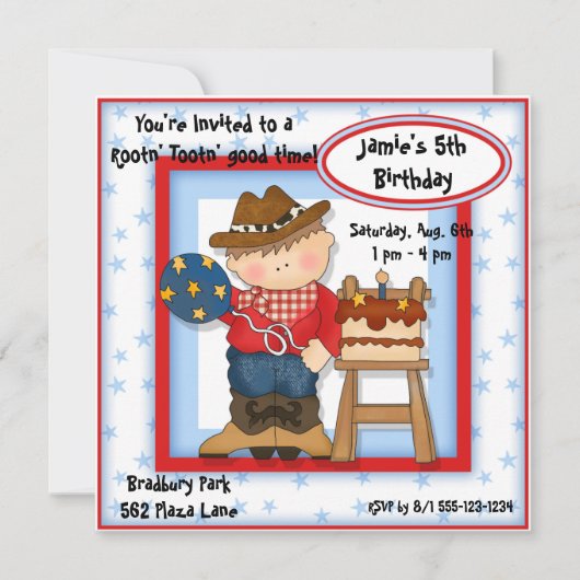 Western Cowboy Invitations Anniversaire Annonces (Devant)