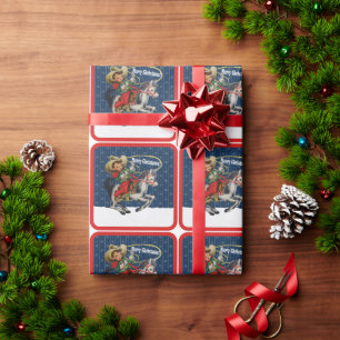 Western Cowboy Kind Horse Rope Christmas Cadeaupapier