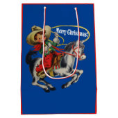 Western Cowboy Kind Horse Rope Christmas Medium Cadeauzakje (Achterkant)