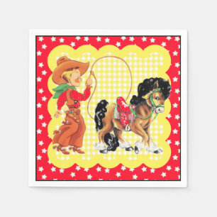 Western cowboy-Kind met paarden- en ringpartij Servet