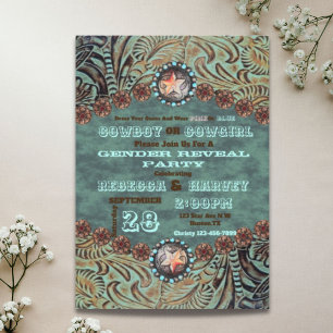 western cowboy of cowgirl gender reveal party kaart