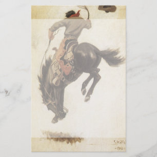  Western, Cowboy op een Bucking Bronco Horse Briefpapier