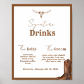Western Cowboy paar handtekening drink bruiloft ba Poster (Voorkant)