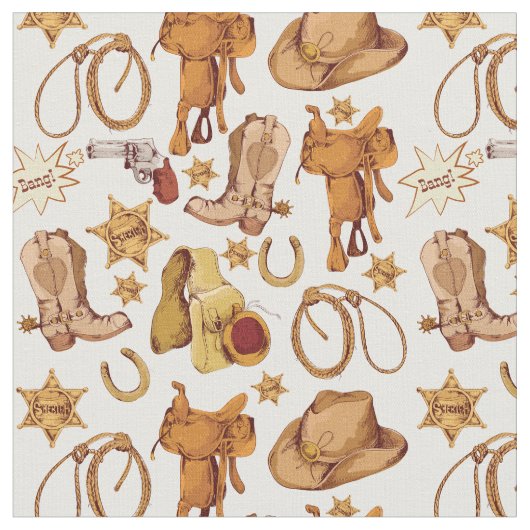 Western cowboy Pattern Stof (Close Up)
