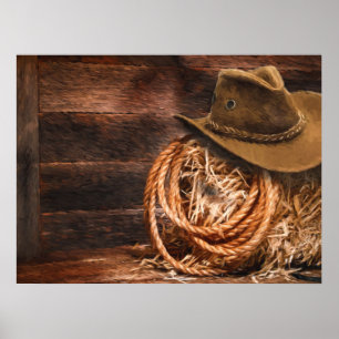 Western Cowboy Pet Barn Hay Poster