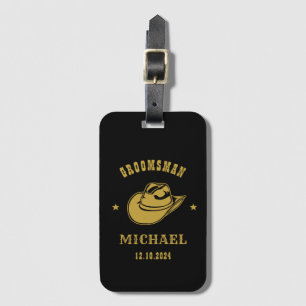 Western Cowboy Pet Best Man Groomsmen Persoonlijk Bagagelabel