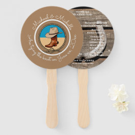 Western cowboy pet en laars hoefijzer bruiloft Fan Handwaaier
