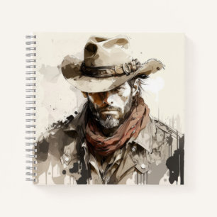 Western Cowboy Portret Schilderen Historische Paar Notitieboek