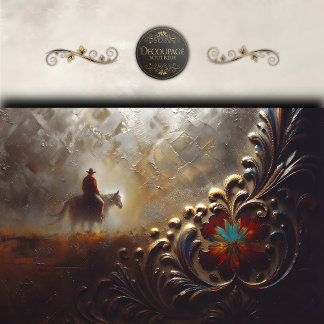 Western Cowboy Rider Ornate Art Decoupage Tissuepapier