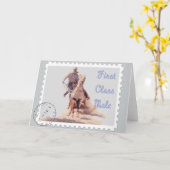 Western Cowboy Rodeo Calf Roper carte de voeux (Fleur jaune)