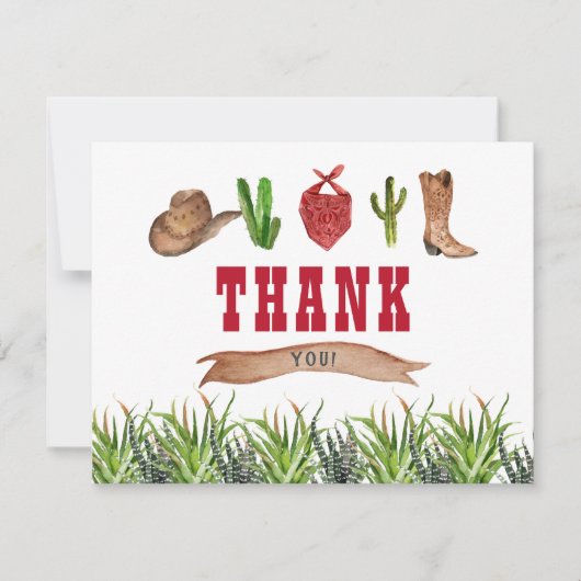 Western Cowboy Rodeo Carte de remerciements (Devant)