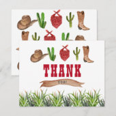 Western Cowboy Rodeo Carte de remerciements (Devant / Derrière)