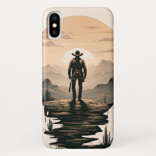 Western cowboy silhouet iPhone x hoesje