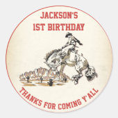 Western Cowboy Verjaardagsfeest Ronde Sticker (Voorkant)
